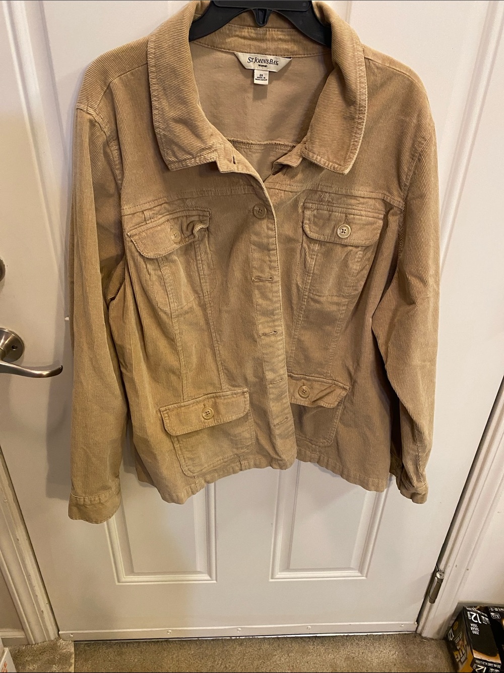 St. John's Bay Women's Beige Corduroy Button-Up Jacket